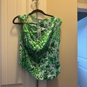 10 Crosby Derek Lam Asymmetrical Green and White Top